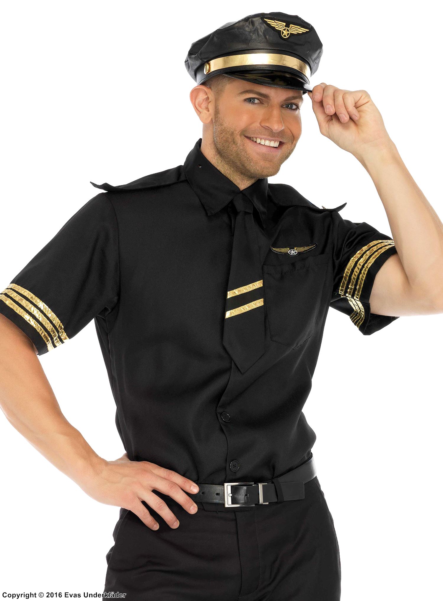 Flight captain, shirt costume, short sleeves, necktie